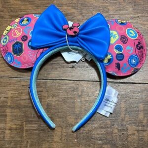 Disney Parks Vacation Club Loungefly headband blue faux leather bow NWT‎